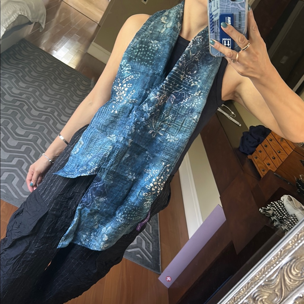 Ralph Lauren Blue Linen Print Scarf